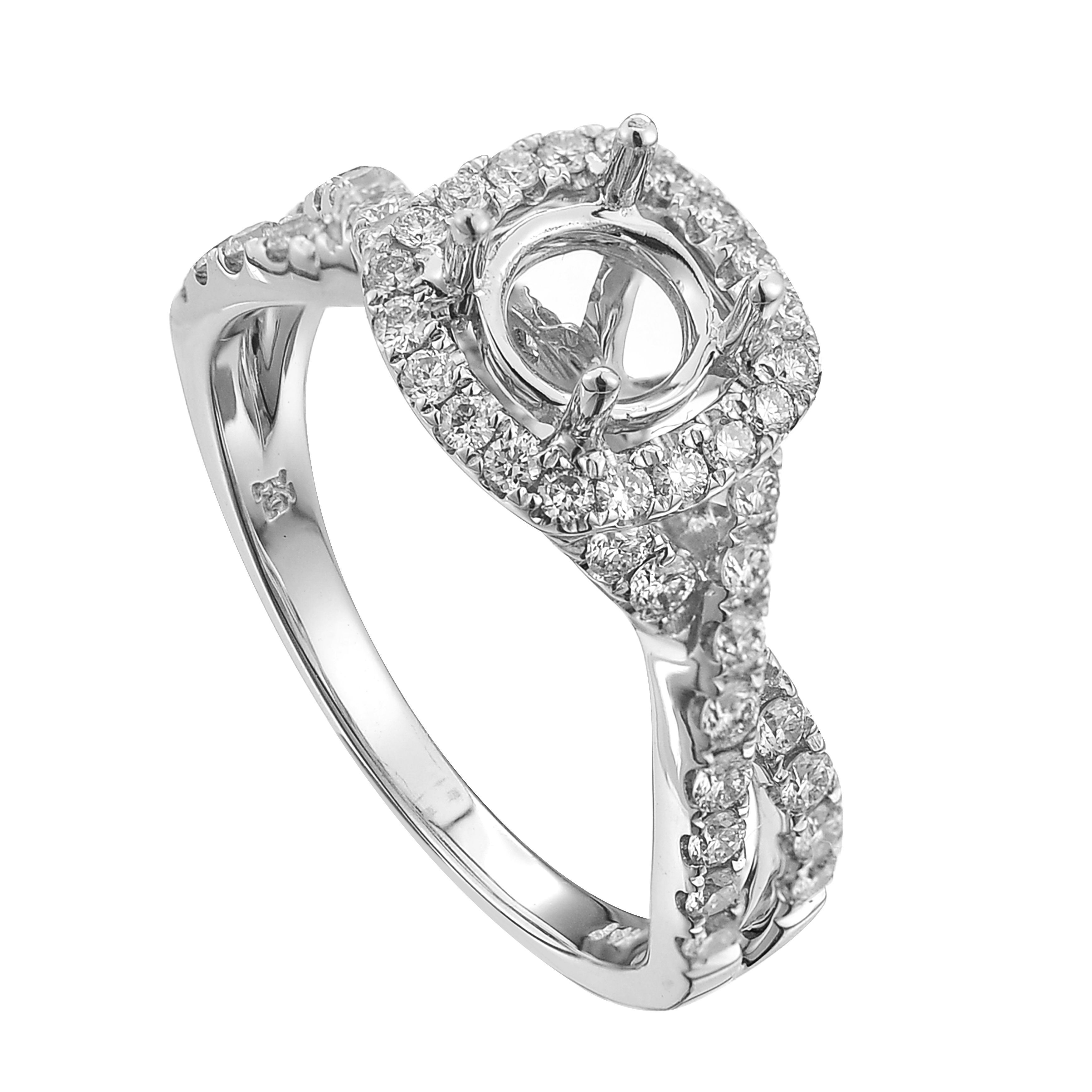 Diamond Engagement Mounting Ring 0.68 ct. 14K White Gold